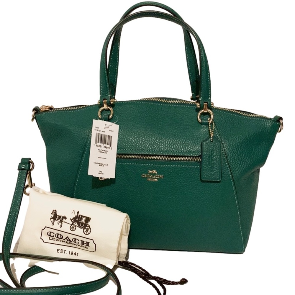 💐COACH 79997 💐 BRIGHT JADE PRAIRIE PEBBLED LEATHER SATCHEL MSRP $328